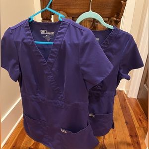 Grey’s Anatomy Women’s Riley Mock Wrap Scrub Tops Purple Size Small